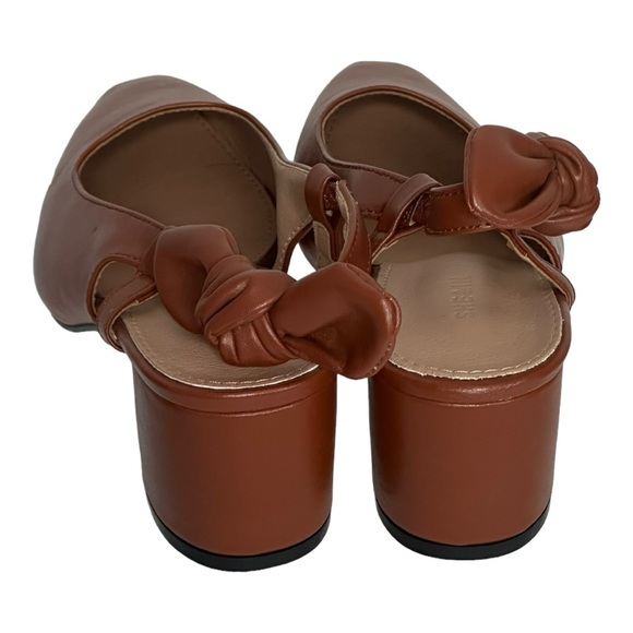 SHE&IN brown slingback block heel with bow strap woman’s size 7 - Picture 5 of 7